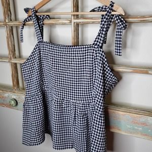 Skies Are Blue Black and White Peplum Camisole